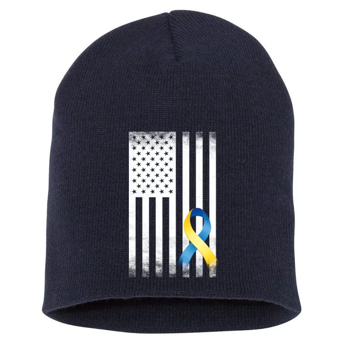 Down Syndrome Awareness USA Flag Short Acrylic Beanie