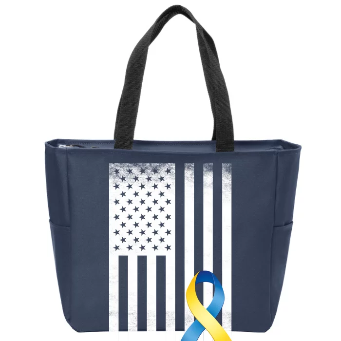 Down Syndrome Awareness USA Flag Zip Tote Bag