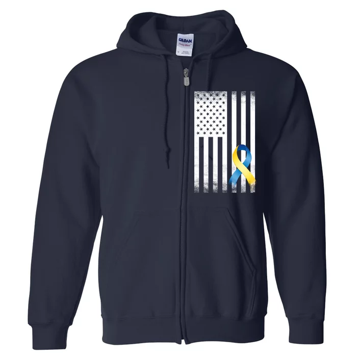 Down Syndrome Awareness USA Flag Full Zip Hoodie