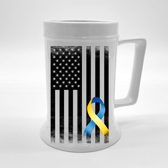 Down Syndrome Awareness USA Flag Front & Back Beer Stein