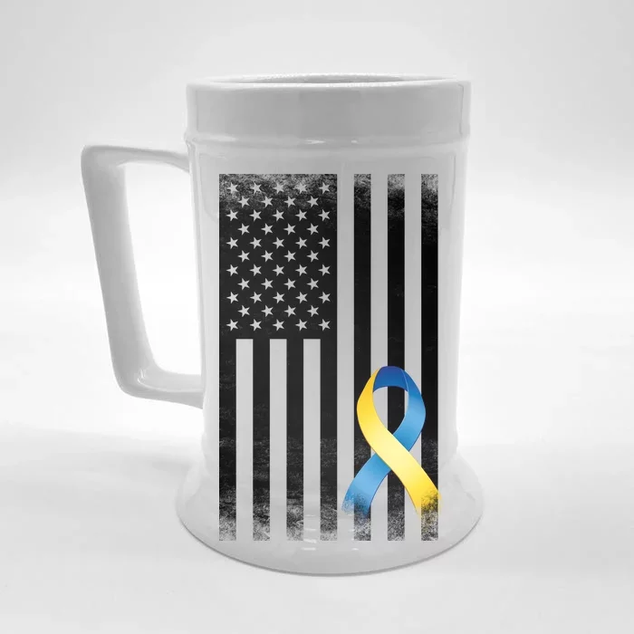 Down Syndrome Awareness USA Flag Front & Back Beer Stein