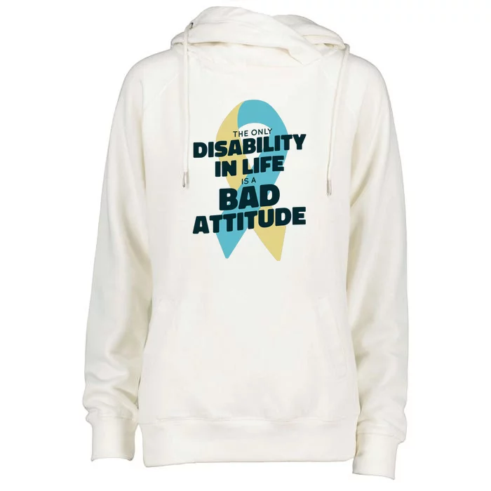 Down Syndrome Bad Attitude Womens Funnel Neck Pullover Hood