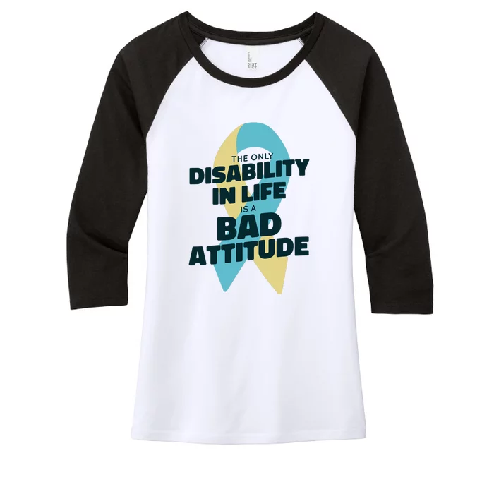 Down Syndrome Bad Attitude Women's Tri-Blend 3/4-Sleeve Raglan Shirt