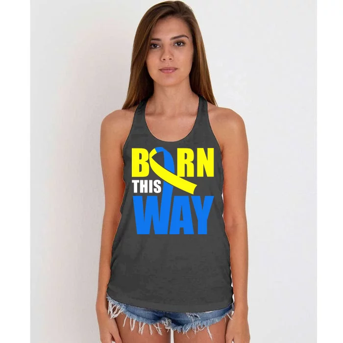 Down Syndrome Born This Way Ribbon Women's Knotted Racerback Tank