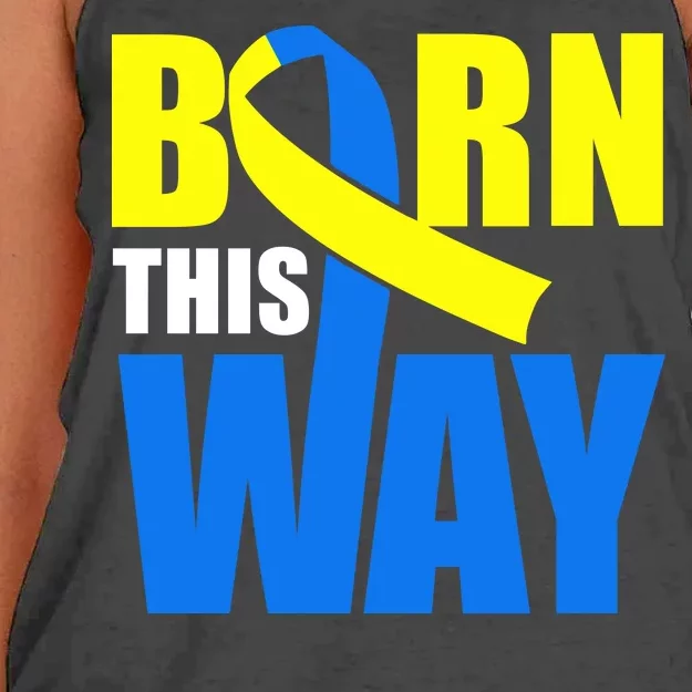 Down Syndrome Born This Way Ribbon Women's Knotted Racerback Tank