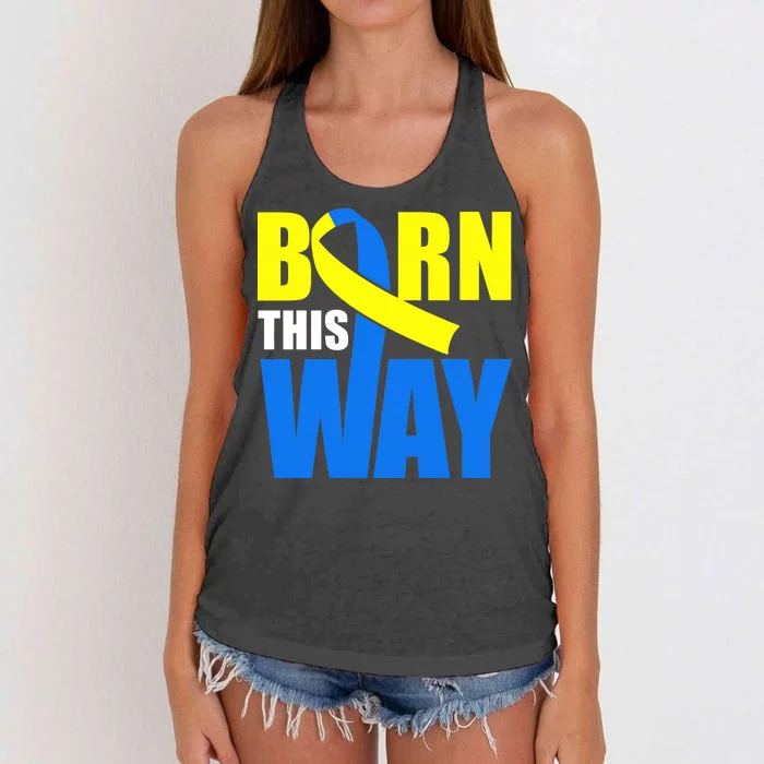 Down Syndrome Born This Way Ribbon Women's Knotted Racerback Tank