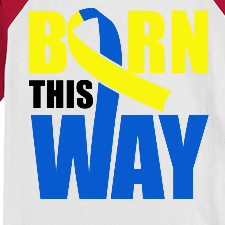 Down Syndrome Born This Way Ribbon Kids Colorblock Raglan Jersey