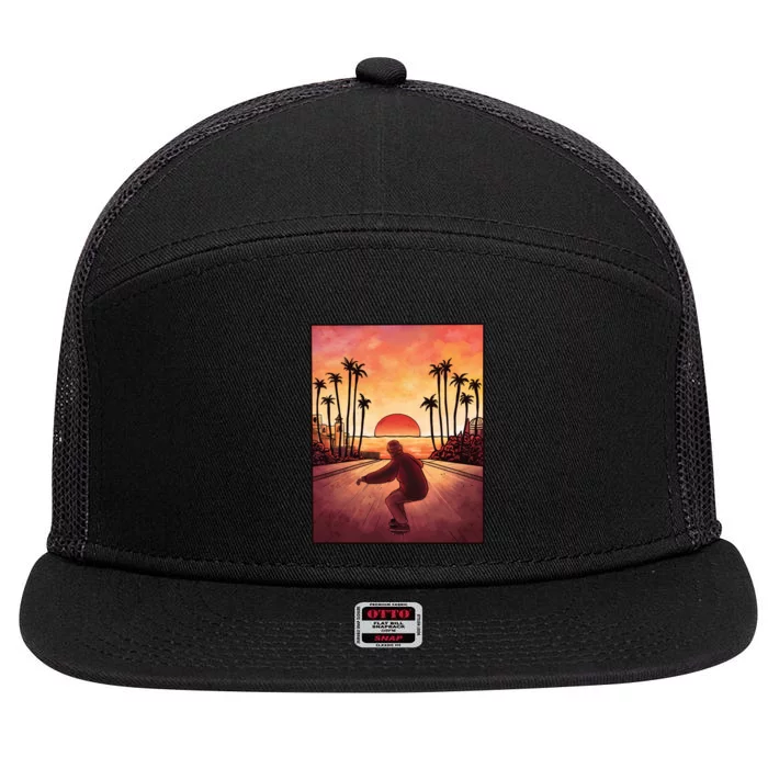 Downhill Sunset Skate 7 Panel Mesh Trucker Snapback Hat