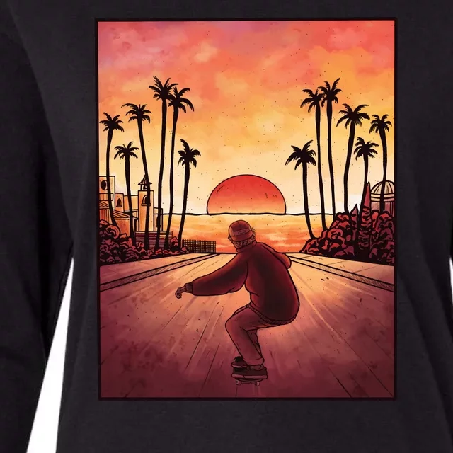 Downhill Sunset Skate Womens Cotton Relaxed Long Sleeve T-Shirt