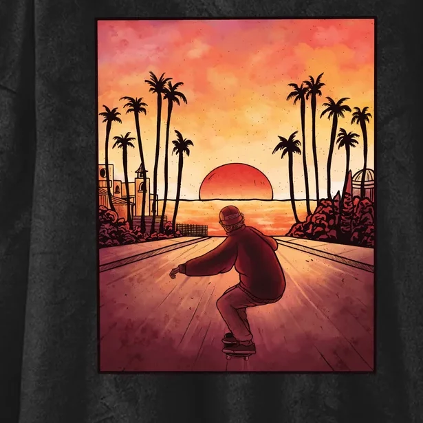 Downhill Sunset Skate Hooded Wearable Blanket