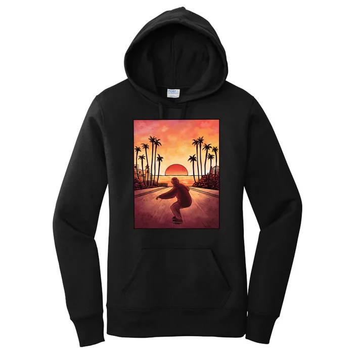 Downhill Sunset Skate Women's Pullover Hoodie