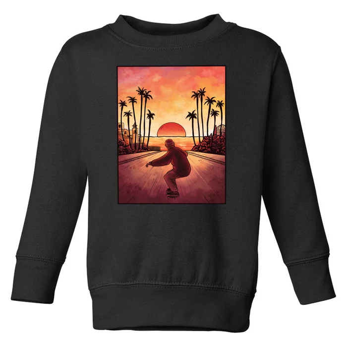 Downhill Sunset Skate Toddler Sweatshirt