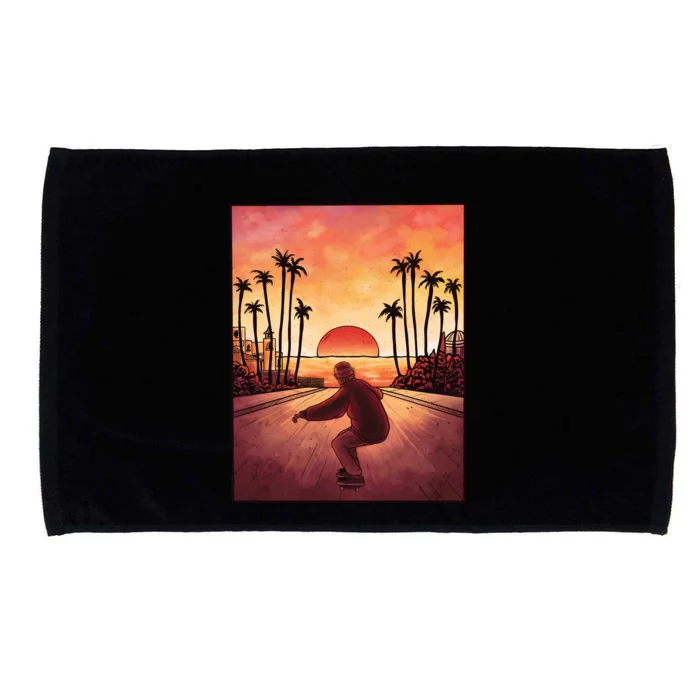 Downhill Sunset Skate Microfiber Hand Towel