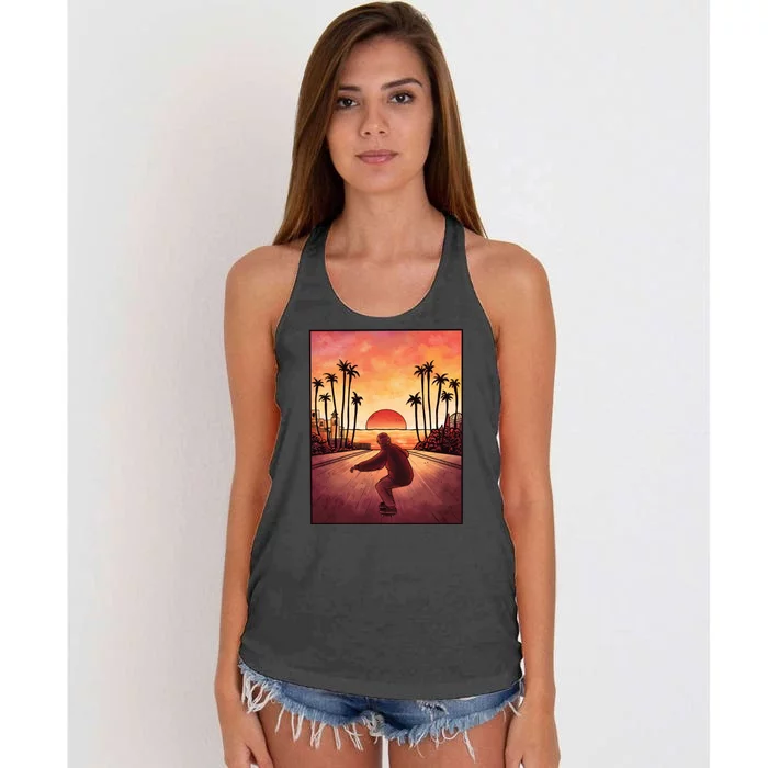 Downhill Sunset Skate Women's Knotted Racerback Tank