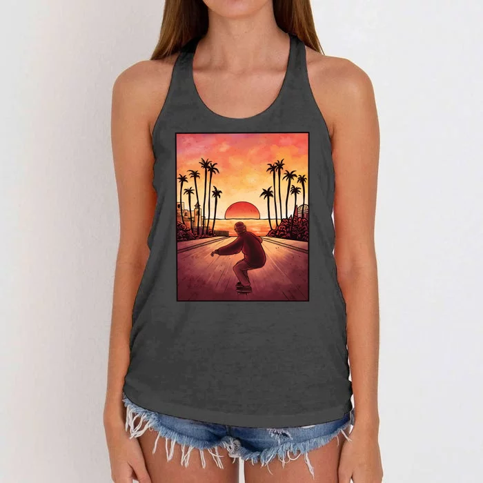 Downhill Sunset Skate Women's Knotted Racerback Tank