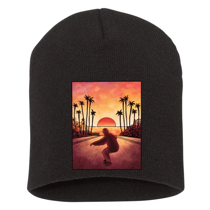 Downhill Sunset Skate Short Acrylic Beanie