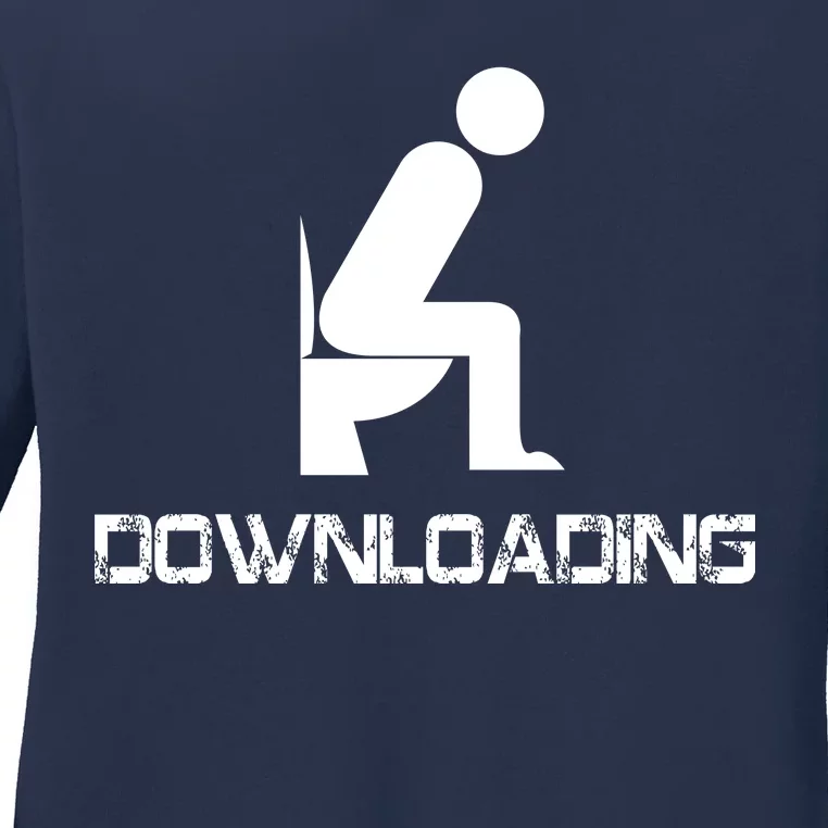 Downloading Poop Toilet Ladies Long Sleeve Shirt