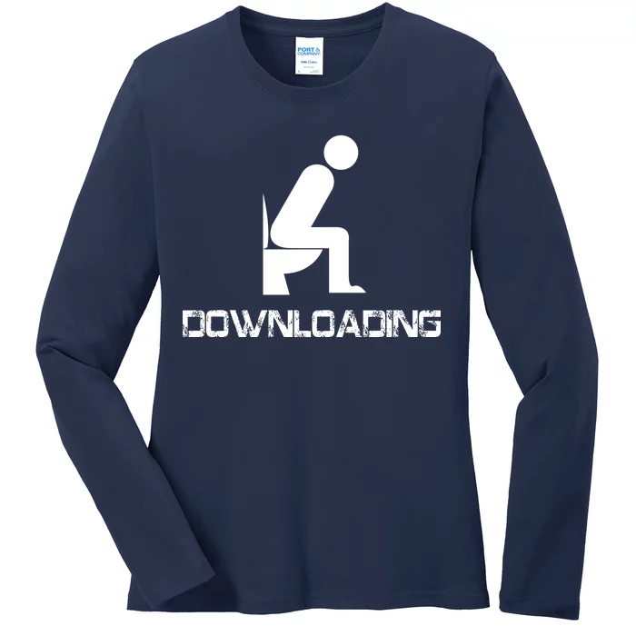 Downloading Poop Toilet Ladies Long Sleeve Shirt