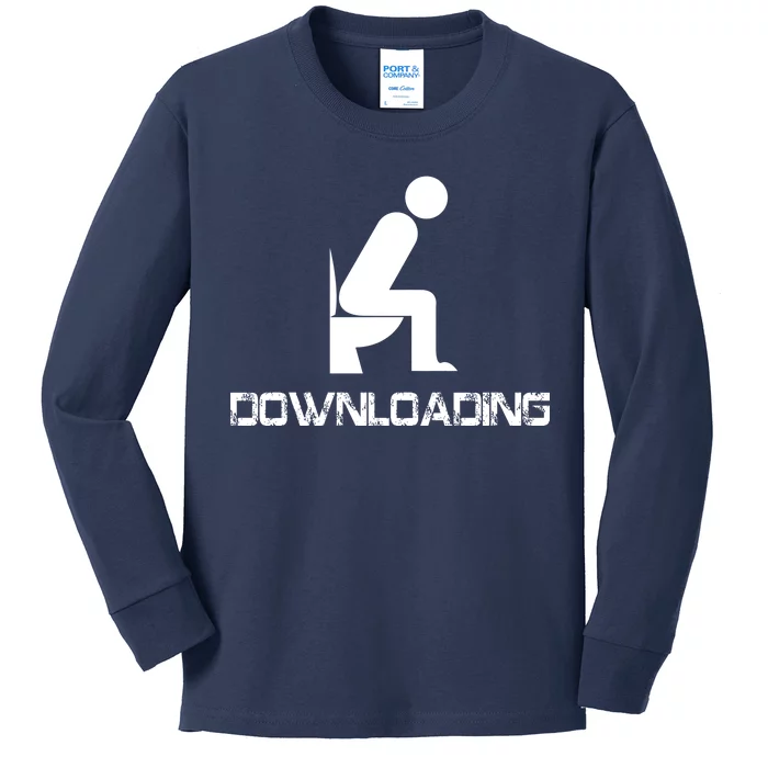 Downloading Poop Toilet Kids Long Sleeve Shirt