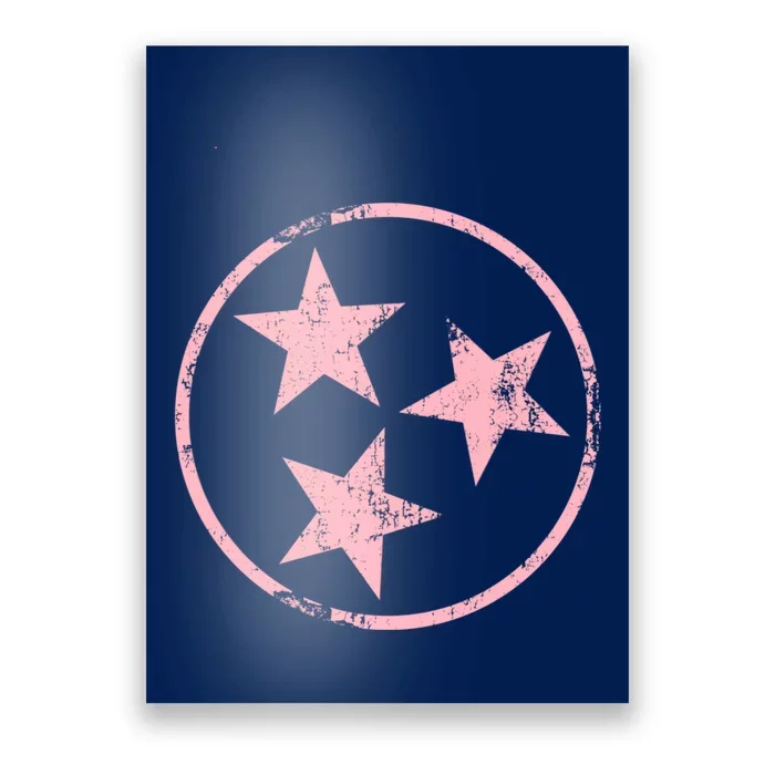 Distressed Pink 3 Star TN Flag Fun Pink Tennessee State Flag Poster