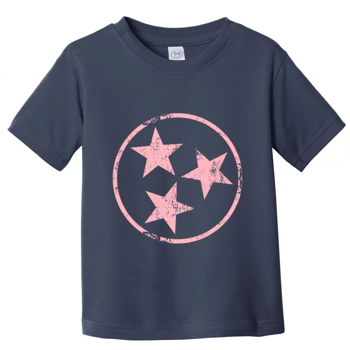 Distressed Pink 3 Star TN Flag Fun Pink Tennessee State Flag Toddler T-Shirt