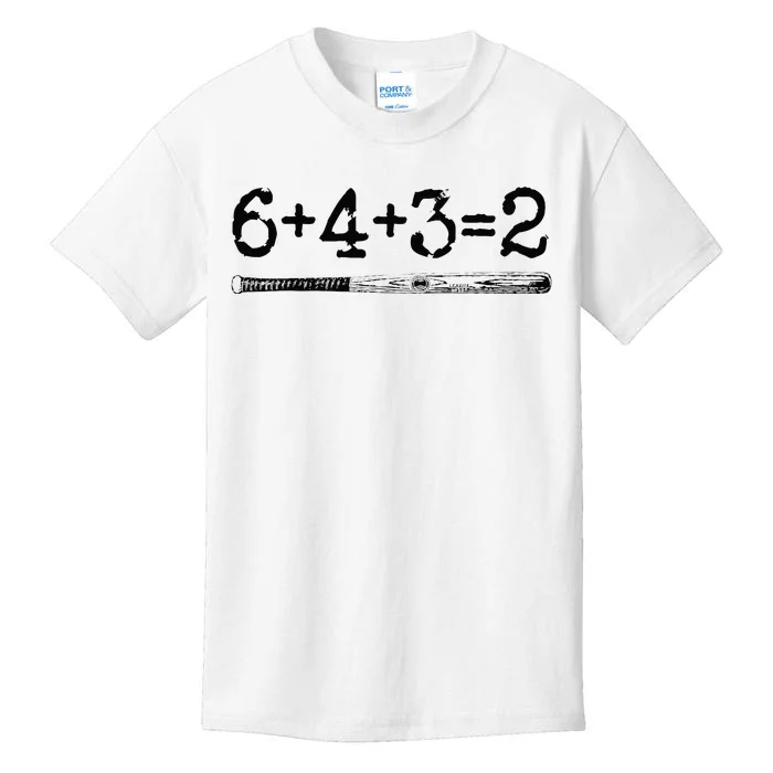 Double Play 6 4 3 2 Vintage Baseball Math Softball Player Kids T-Shirt