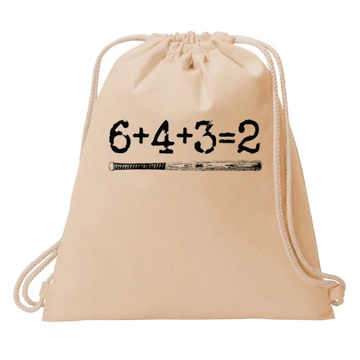 Double Play 6 4 3 2 Vintage Baseball Math Softball Player Drawstring Bag