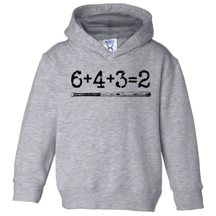 Double Play 6 4 3 2 Vintage Baseball Math Softball Player Toddler Hoodie