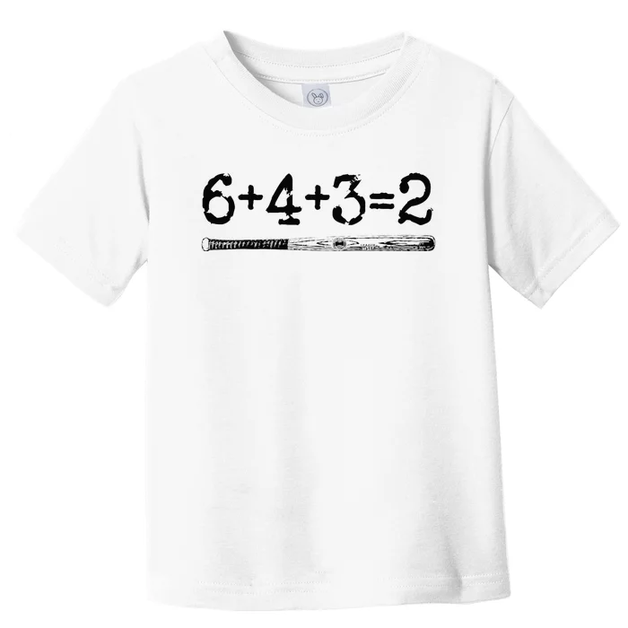 Double Play 6 4 3 2 Vintage Baseball Math Softball Player Toddler T-Shirt