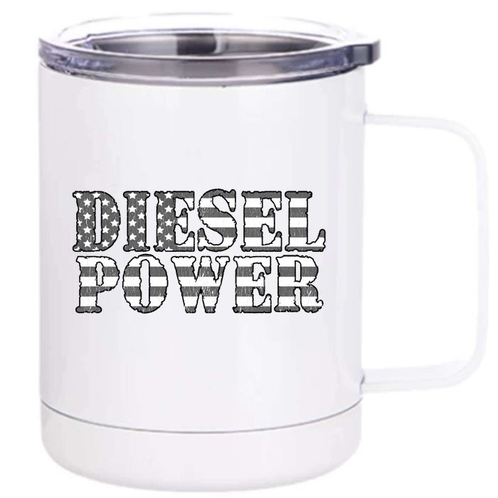 Diesel Power American Flag Funny Truck Mechanic Gift Great Gift Front & Back 12oz Stainless Steel Tumbler Cup