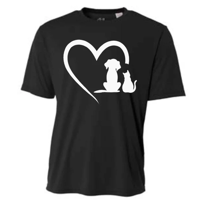 Dog Puppy And Baby Cat Heart Animal Dog & Cat Heart Cooling Performance Crew T-Shirt