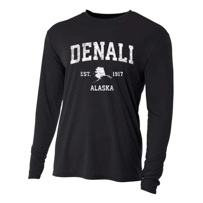 Denali Park Alaska Ak Vintage Sports Cooling Performance Long Sleeve Crew