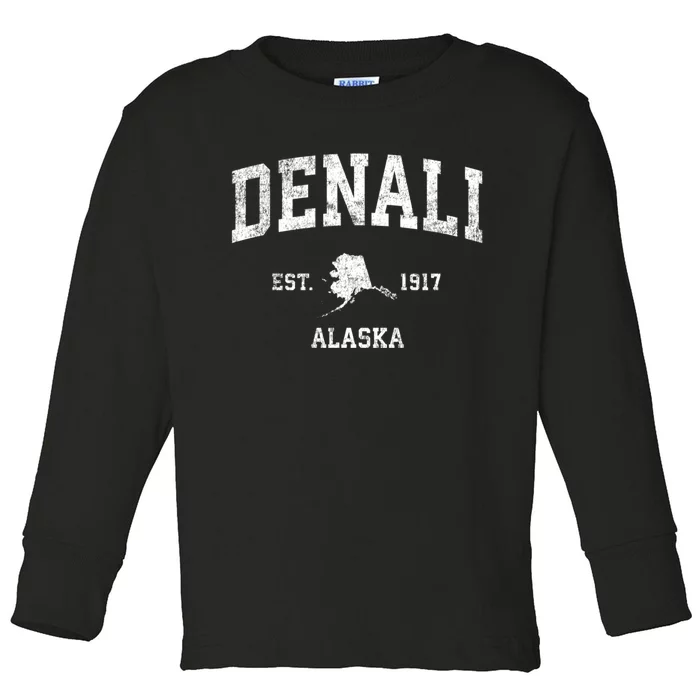 Denali Park Alaska Ak Vintage Sports Toddler Long Sleeve Shirt