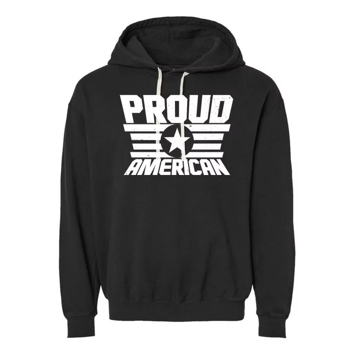 Distressed Proud American USA Patriot Garment-Dyed Fleece Hoodie