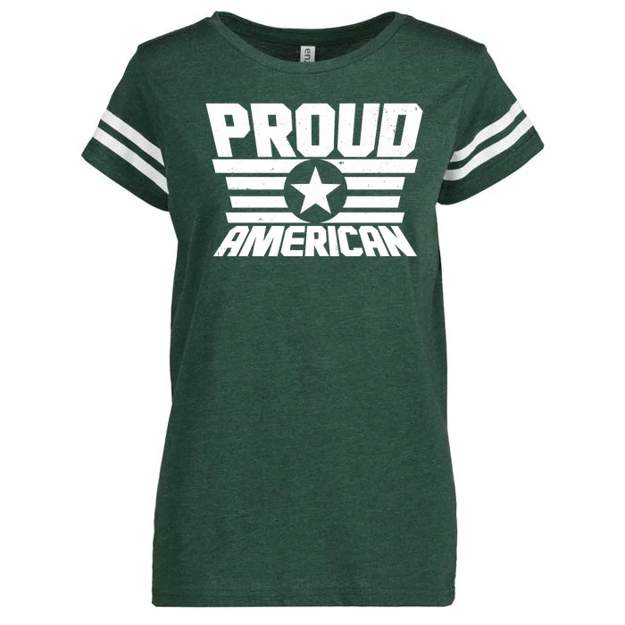 Distressed Proud American USA Patriot Enza Ladies Jersey Football T-Shirt