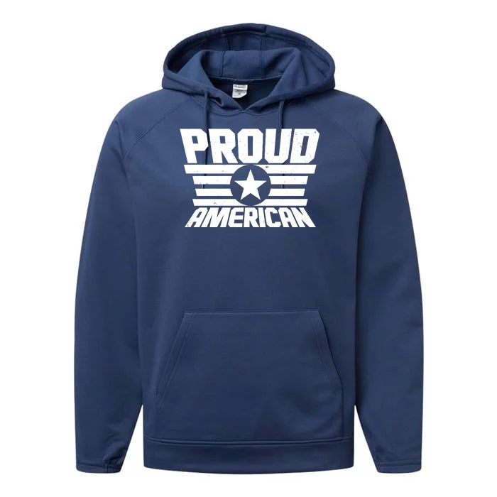 Distressed Proud American USA Patriot Performance Fleece Hoodie