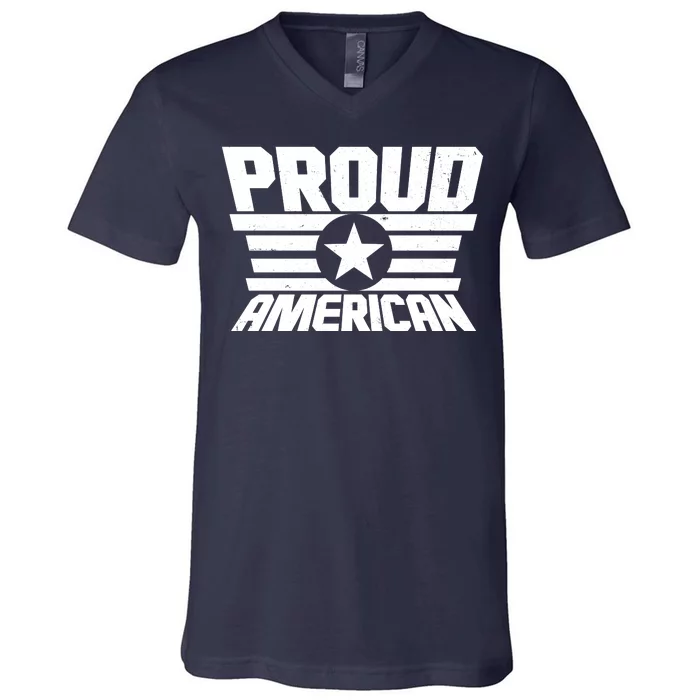 Distressed Proud American USA Patriot V-Neck T-Shirt