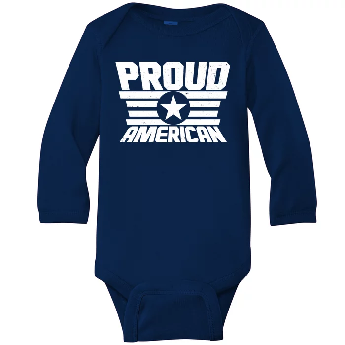 Distressed Proud American USA Patriot Baby Long Sleeve Bodysuit