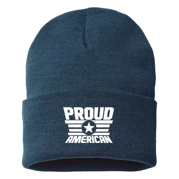 Distressed Proud American USA Patriot Sustainable Knit Beanie