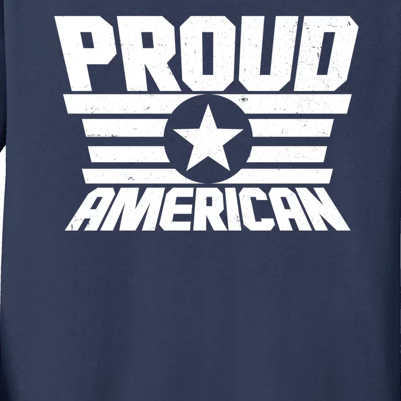 Distressed Proud American USA Patriot Kids Long Sleeve Shirt