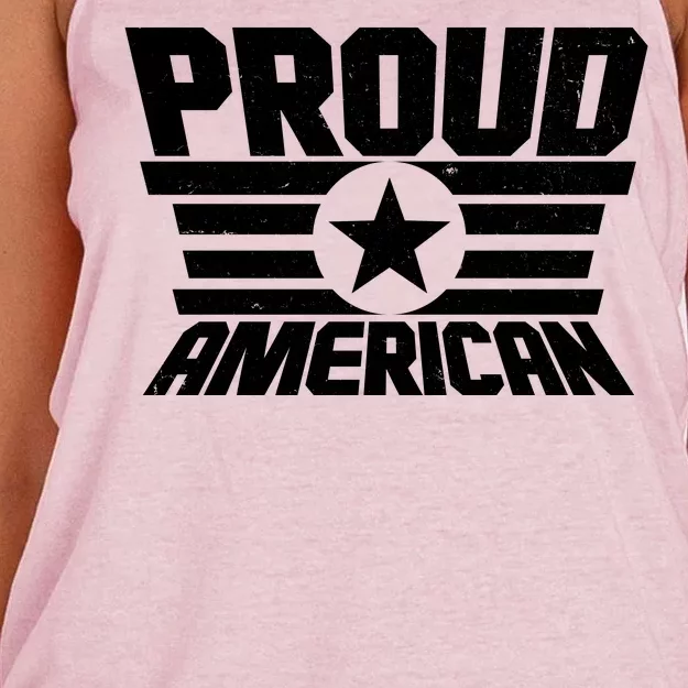 Distressed Proud American USA Patriot Women's Knotted Racerback Tank