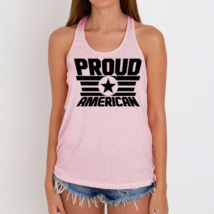 Distressed Proud American USA Patriot Women's Knotted Racerback Tank