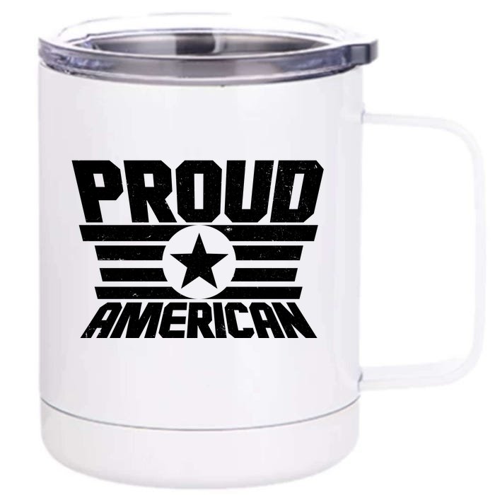 Distressed Proud American USA Patriot Front & Back 12oz Stainless Steel Tumbler Cup