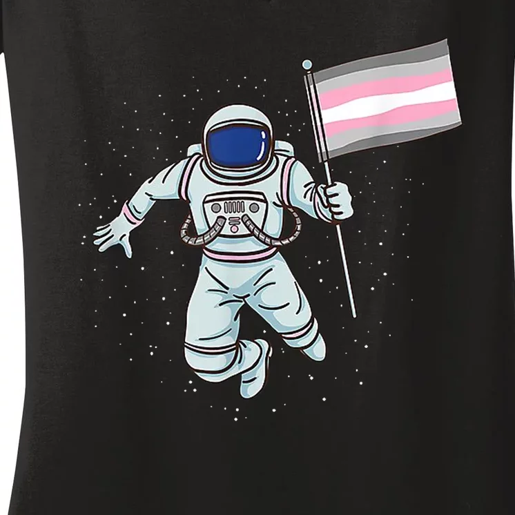 Demigirl Pride Astronaut Flag Women's V-Neck T-Shirt