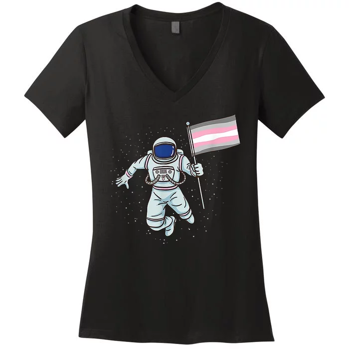 Demigirl Pride Astronaut Flag Women's V-Neck T-Shirt