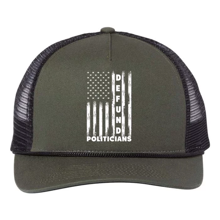 Defund Politicians America Flag Anti Government Retro Rope Trucker Hat Cap