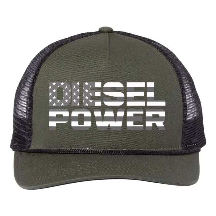 Diesel Power American Flag Funny Truck Mechanic Gift For Retro Rope Trucker Hat Cap