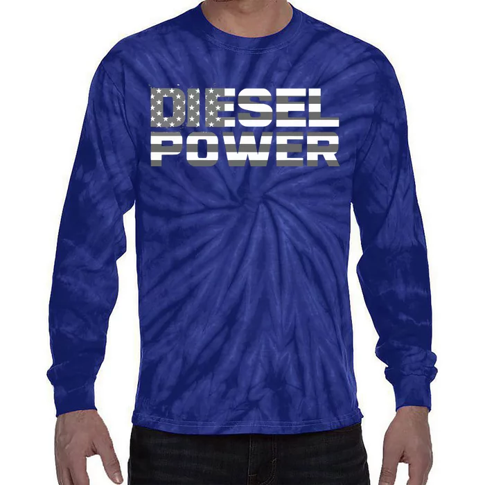 Diesel Power American Flag Funny Truck Mechanic Gift For Tie-Dye Long Sleeve Shirt