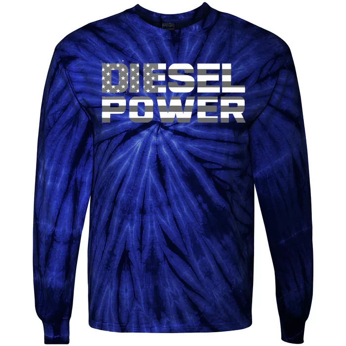 Diesel Power American Flag Funny Truck Mechanic Gift For Tie-Dye Long Sleeve Shirt