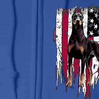 Dober Pinscher American Flag Usa Awesome Gift Full Zip Hoodie